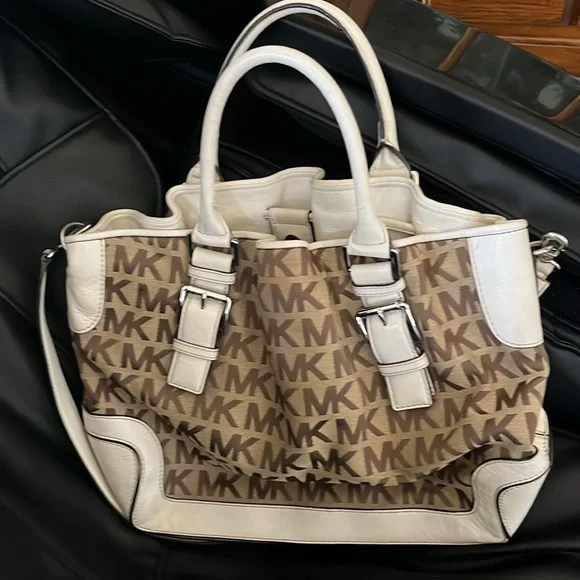 Mk Two Way Canvas and Leather Handbag/Crossbody - Picture 3 of 16